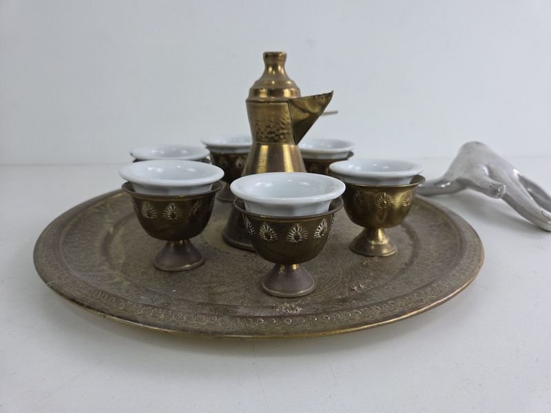 Juego de té turco en bronce y cerámica - imagen 2