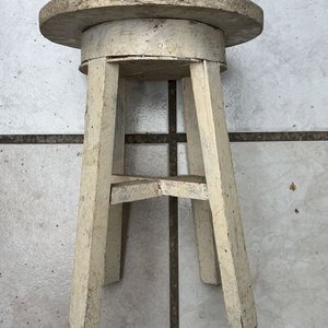 Taburete Redondo de Madera Blanco - imagen 5