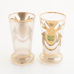 6 Vasos de Cristal Veneciano con Esmalte Dorado y Verde - imagen 3