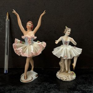 Par de Bailarinas de Porcelana con Tutú Rosa y Azul - imagen 2