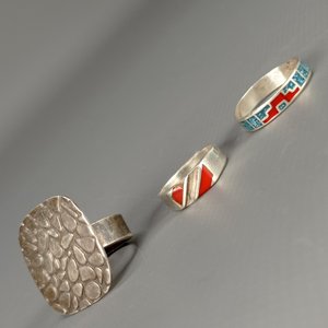 Lote de 3 Anillos de Plata 925 con Diseños y Esmalte - imagen 2