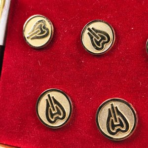 Juego de 7 Botones Dorados "Anson" con Diseño en Relieve y Estuche Original - imagen 4