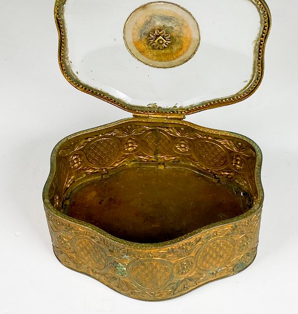 Caja alhajero en bronce y cristal, 15 x 14 cm - imagen 4
