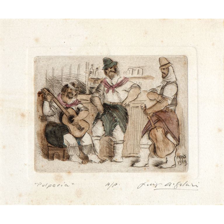 Lote siguiente: Luis Alberto Solari. Pulpería. Grabado, 14 x 17 cm.