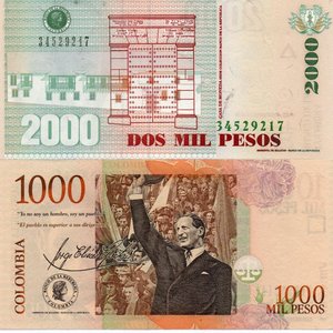 Lote de 2 Billetes Colombianos: 1.000 y 2.000 Pesos (2006) Sin Circular - imagen 3