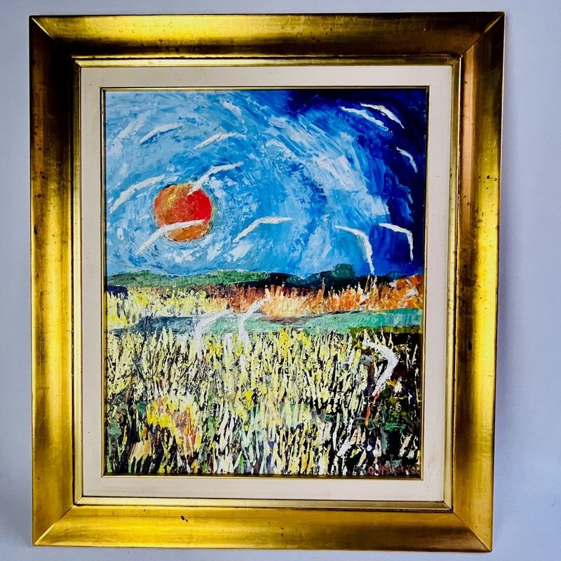 Cuadro al Óleo "Nace el Universo" Firmado O. Musetti con Marco Dorado