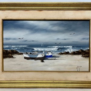 Oleo "Playa" de Adolfo Sayago, 33 x 54 cm - imagen 2