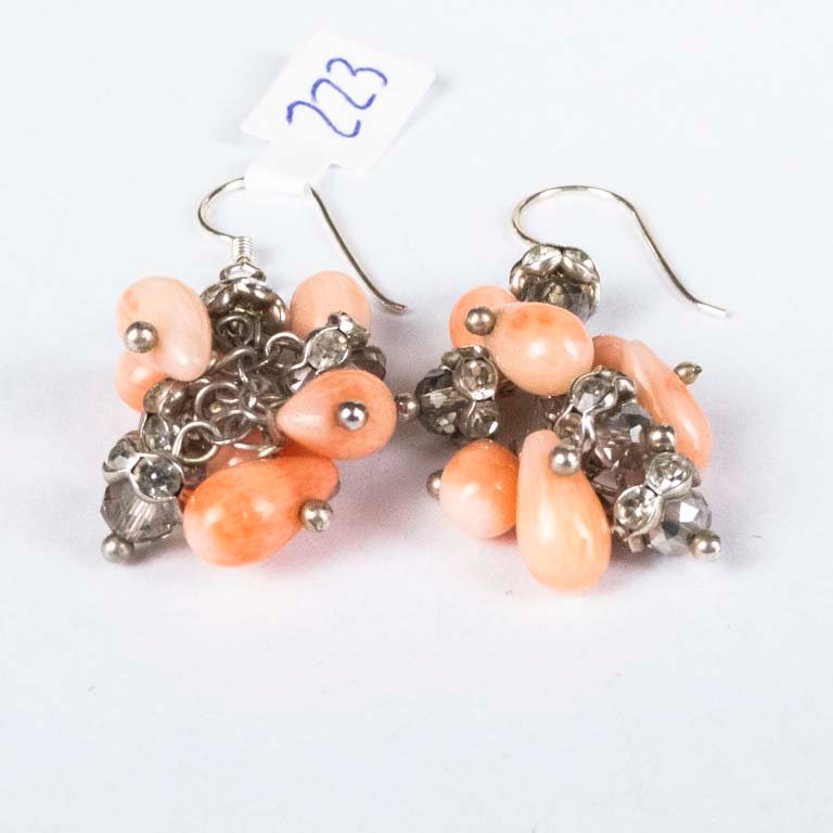 Par de caravanas de plata con piedras - Peso: 7gr - Medidas: 2cm - imagen 2