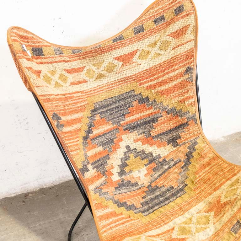 Sillón africano de estructura de hierro y asiento de tela - imagen 2