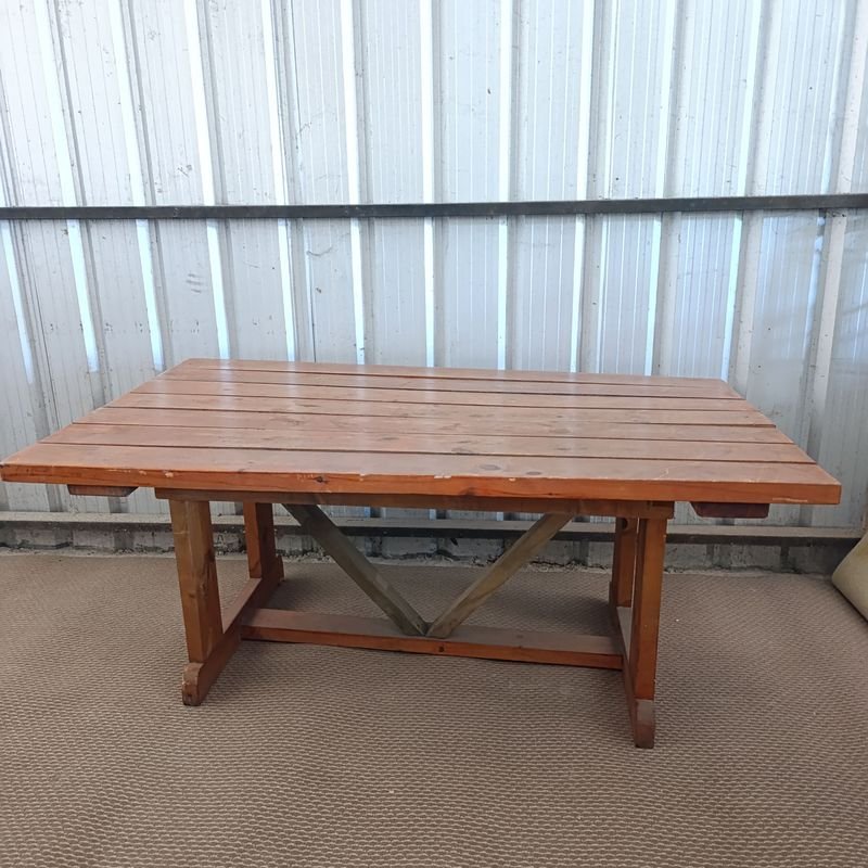 Mesa rectangular en madera maciza para barbacoa o exterior - imagen 2