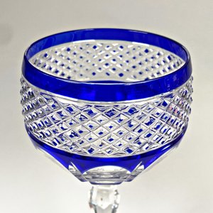 Par de Copas de Cristal Tallado Azul y Rubí - Altura 20 cm - imagen 2