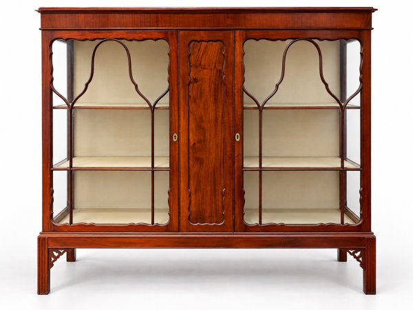 Vitrina Inglesa Antigua de Caoba con Puertas Envarilladas