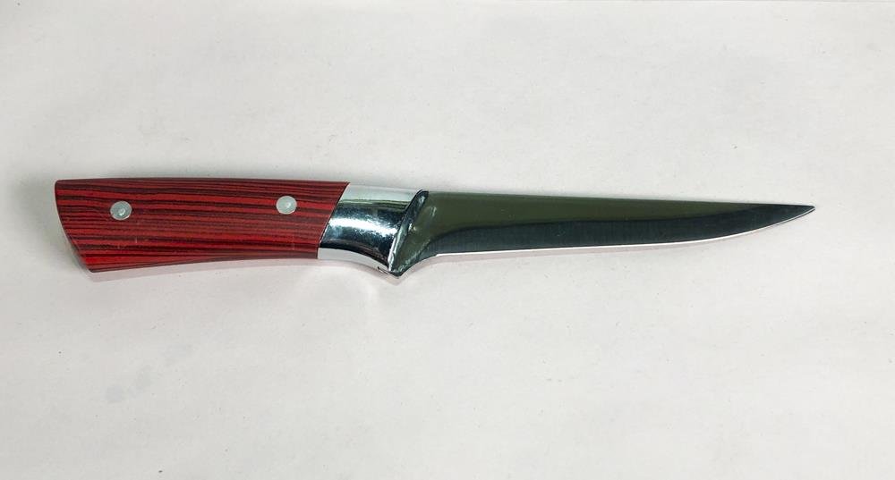 Cuchilla de Cocina con Cabo de Madera Roja y Hoja de Acero Inoxidable
