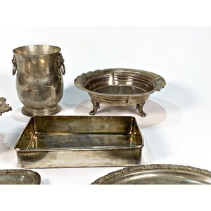Set de 7 Piezas de Metal Plateado: Bandejas, Frutera, Hielera y Más - imagen 4