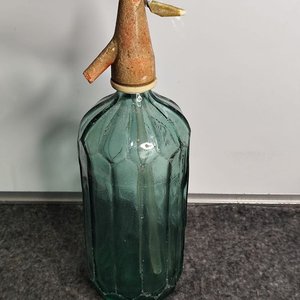 Sifón Antiguo de Vidrio Verde con Mecanismo - imagen 3