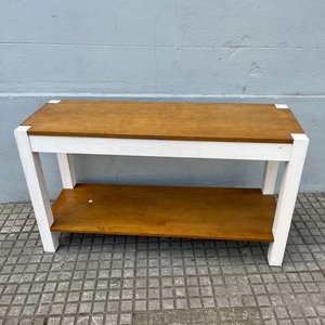 Mesa de Arrime Moderna Madera Clara y Patas Blancas - imagen 7