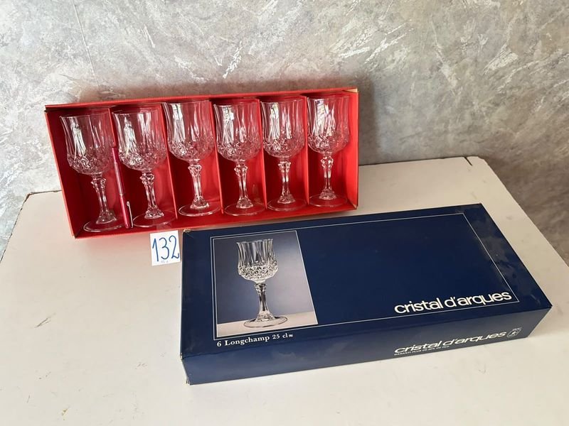 12 Copas de Cristal Tallado "Longchamp" Cristal d'Arques