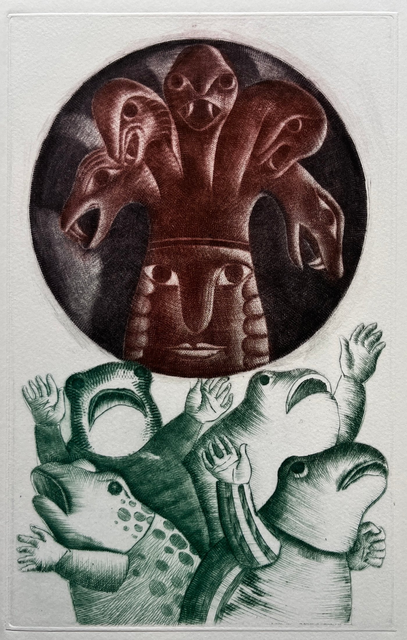 Grabado "Las ranas pidiendo rey" de Luis Alberto Solari - Edición 155/200