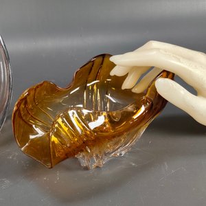 Juego de 2 piezas de cristal: Florero bicolor y despojador ámbar - imagen 3