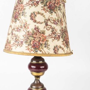 Lámpara de Sobremesa de Cerámica y Bronce con Pantalla Floral - imagen 2
