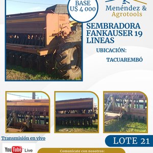 Lote siguiente: Sembradora Fankhauser de 19 Líneas