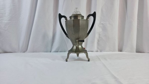 Antigua Cafetera Decorativa de Metal con Tapa de Vidrio - imagen 1