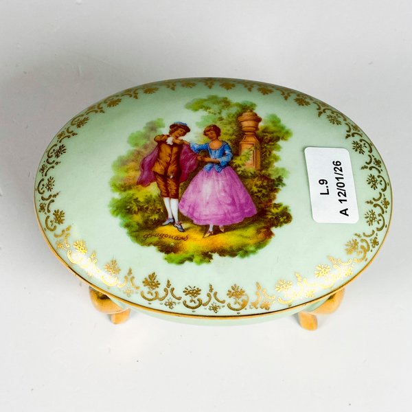 Cofre alhajero porcelana Limoges decorado - imagen 2