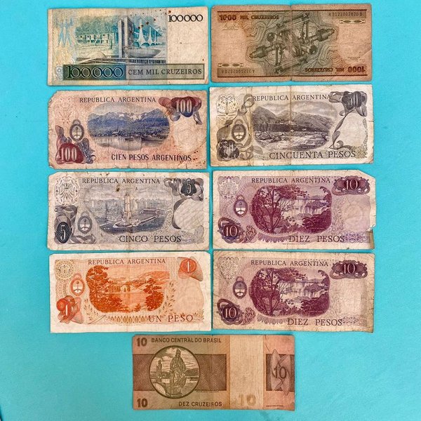 Colección de billetes antiguos de Argentina y Brasil - imagen 2