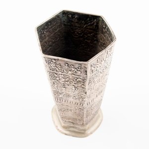 Florero Hexagonal de Plata Labrada Antigua - imagen 3