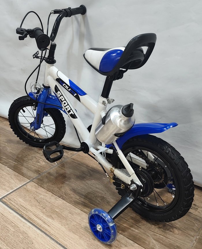 Bicicleta infantil blanca y azul con accesorios - imagen 4