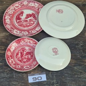 Lote de 6 Platos de Loza Inglesa: 4 con Diseño Rural y 2 Lisos - imagen 3