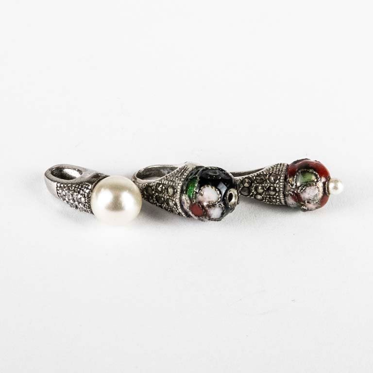 Anillos de plata con perlas y piedras preciosas - imagen 1