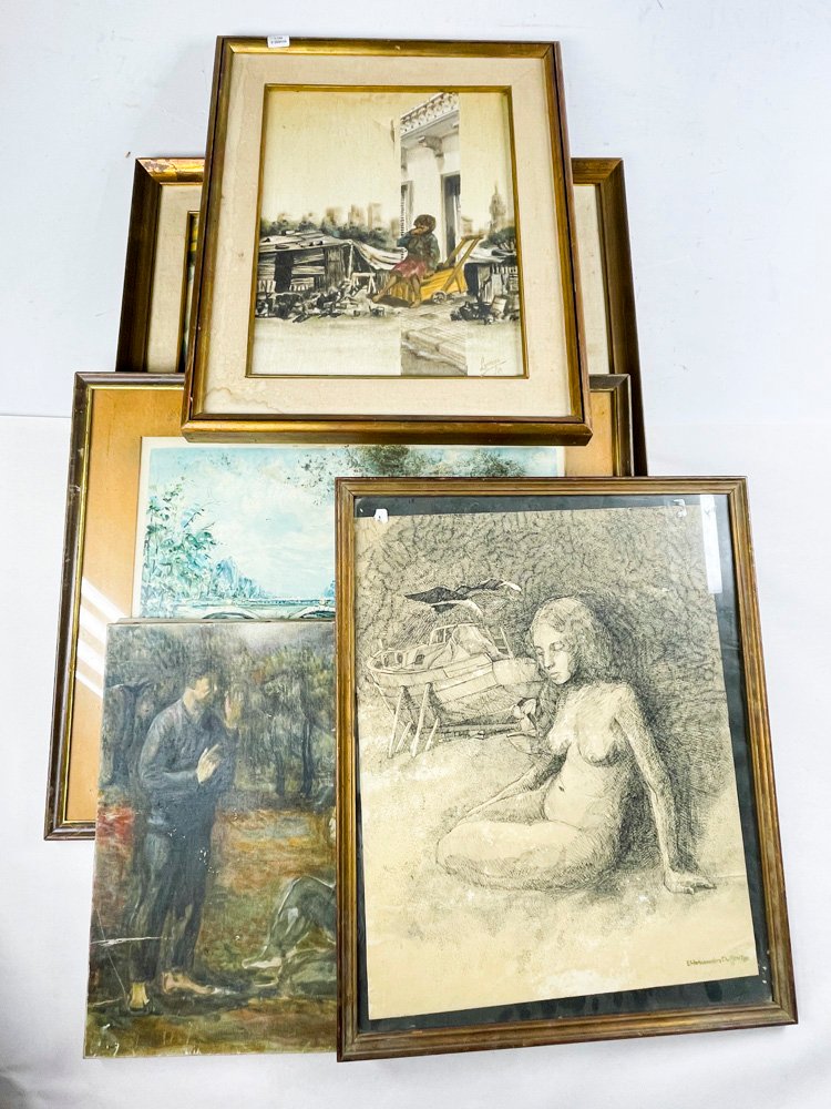 Lote siguiente: Cuadros y láminas de arte en óleo