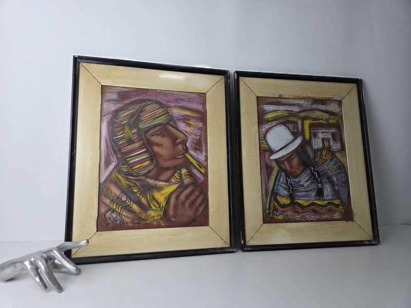 Lote siguiente: Par de obras de la Artista Elena Castellanos