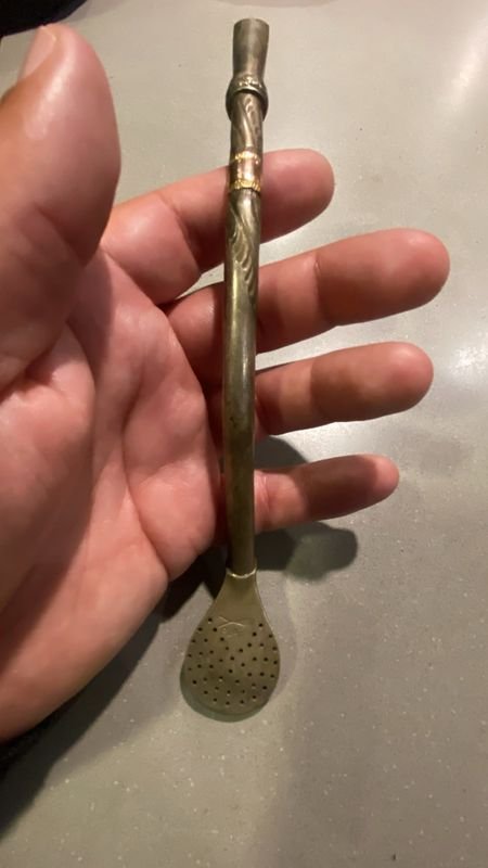 Bombilla Curva de Plata y Oro para Mate