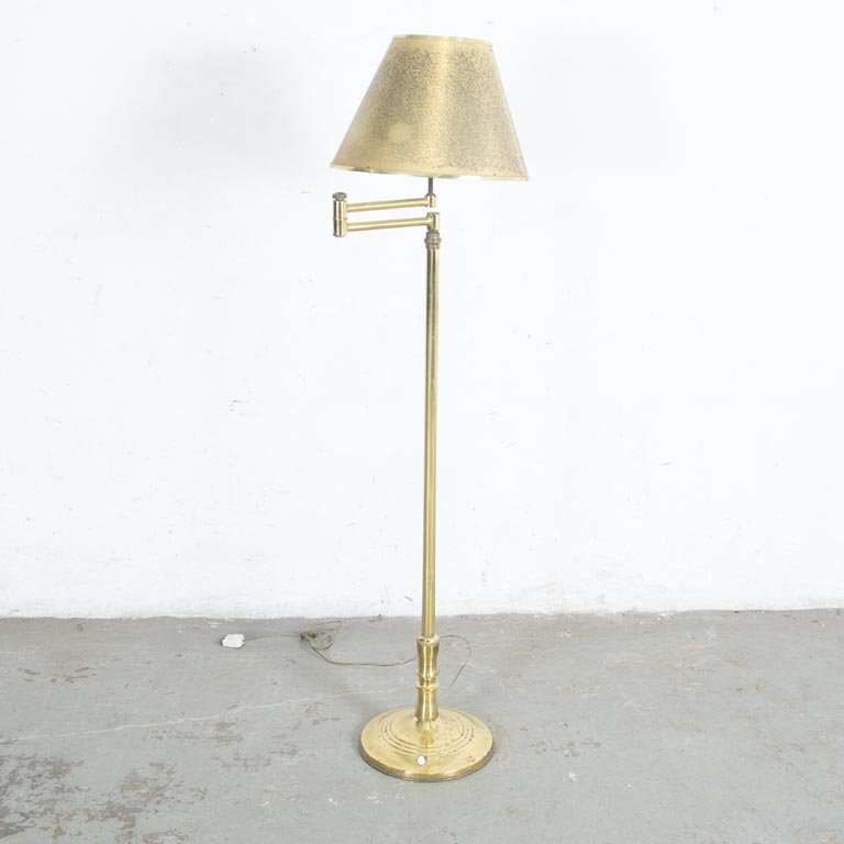 Lámpara de Pie de Bronce con Pantalla Ajustable