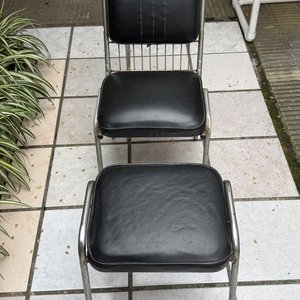 Silla y Banco Tapizado Negro con Estructura Cromada - imagen 3