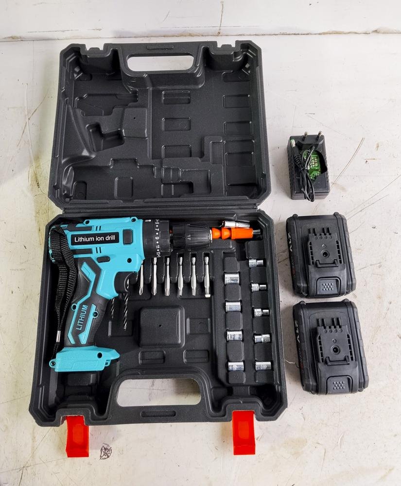 Taladro Inalámbrico 21V con 2 Baterías y Accesorios en Maletín
