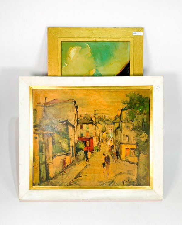 Lote siguiente: Pinturas de paisajes costeros en marcos