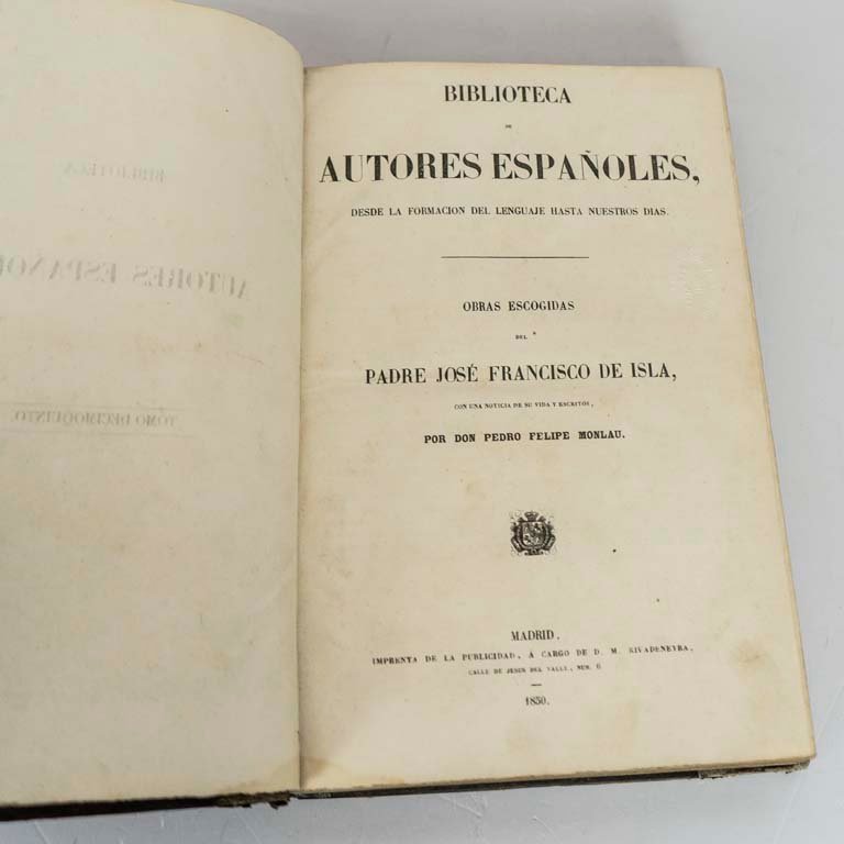 Lote anterior: Libro raro de Obras escogidas del Padre José Francisco de Isla