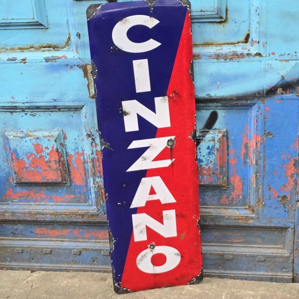 Chapa Cinzano Publicitaria Antigua 90x30 cm - imagen 1