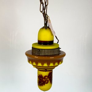 Colgante Francés de Cristal Amarillo y Marrón, Una Luz - imagen 1