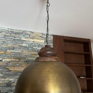 2 Lámparas Galponeras de Bronce y Madera - imagen 2