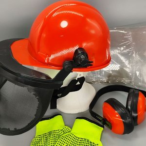 Kit de Paisajista: Casco Rojo con Protección Facial, Protector Auditivo y Guantes - imagen 4