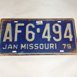 Chapa de Auto USA "AF6-494" de 1979, Missouri - imagen 2