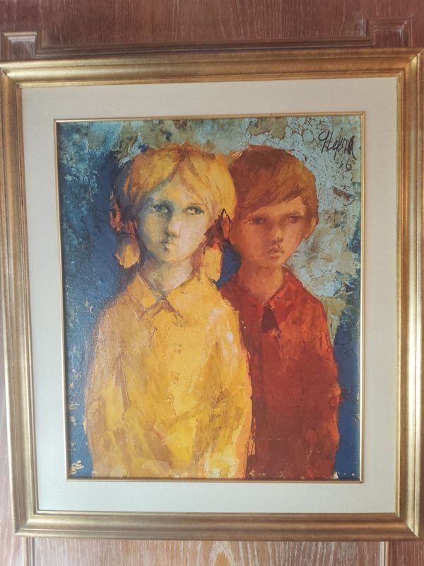 Óleo sobre tela "Niños" de Tejera, 1966 - imagen 1