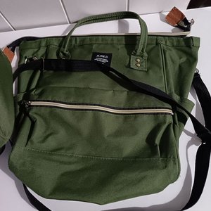 Set de Viaje: Mochila con Ruedas y Bolso Chico a Juego X.SH.D. Verde Lona - imagen 9