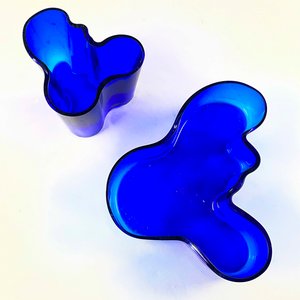 Dos Centros de Mesa de Cristal Azul - imagen 2