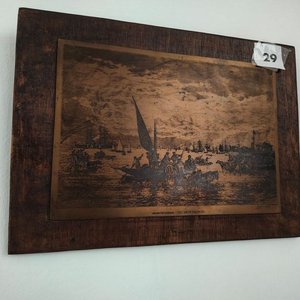 Cuadro en Madera y Bronce con Imagen en Relieve: "Montevideo - El Puerto" - imagen 2