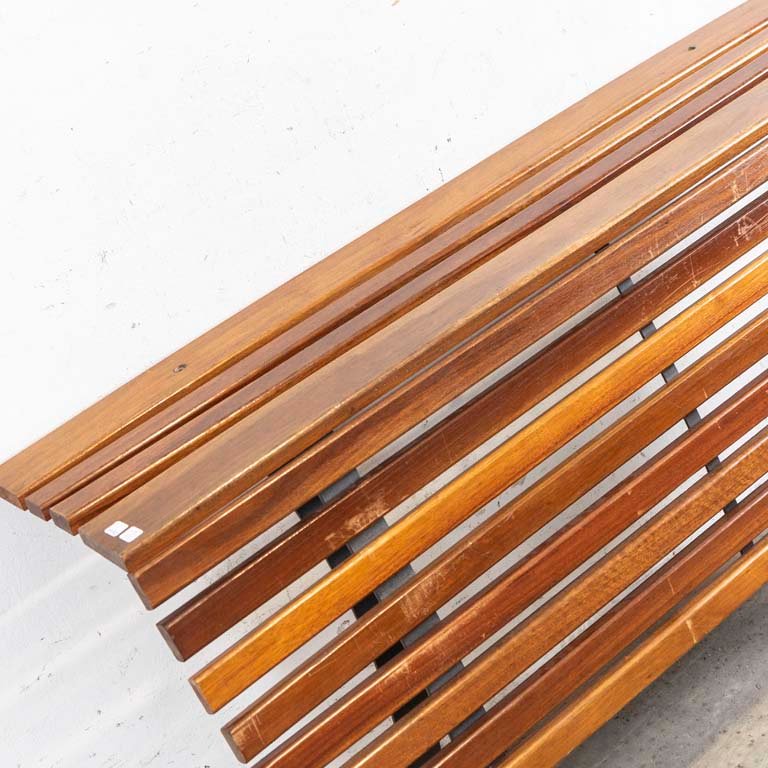 Banco de madera y metal con respaldo para bancas - imagen 3